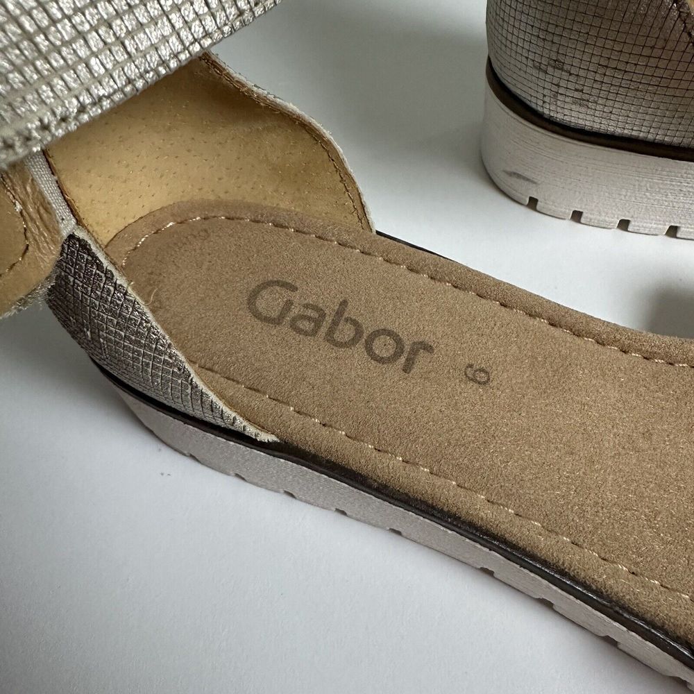 Gabor 44570 Size 9 Metallic Gold Ankle Strap Hook and Loop Closure Sandal - Picture 9 of 10